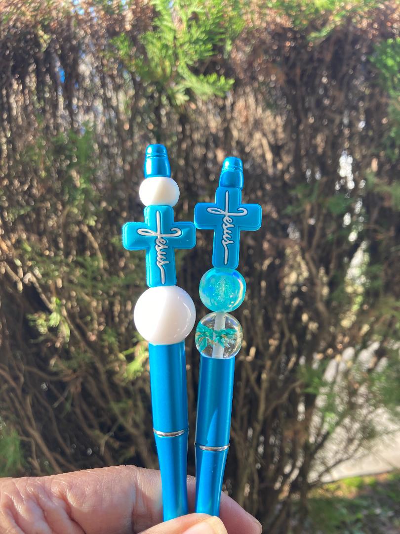 Jesus Beaded Pens (Blue)