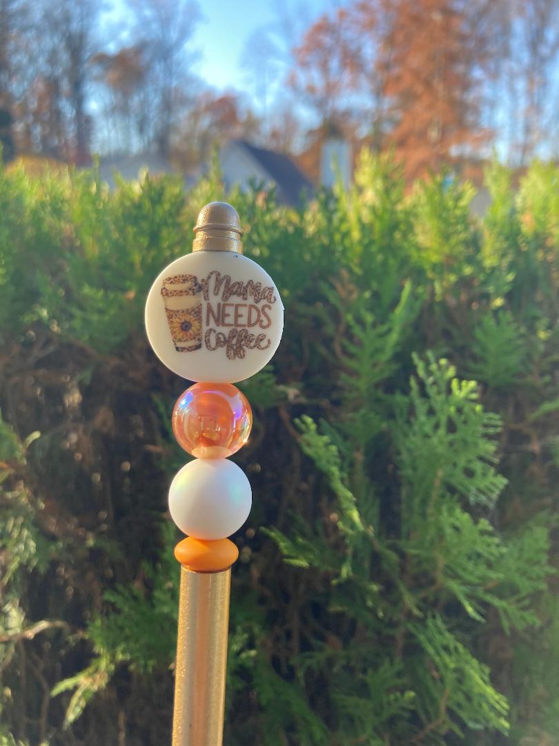 Mama Needs Coffee Beaded Pen