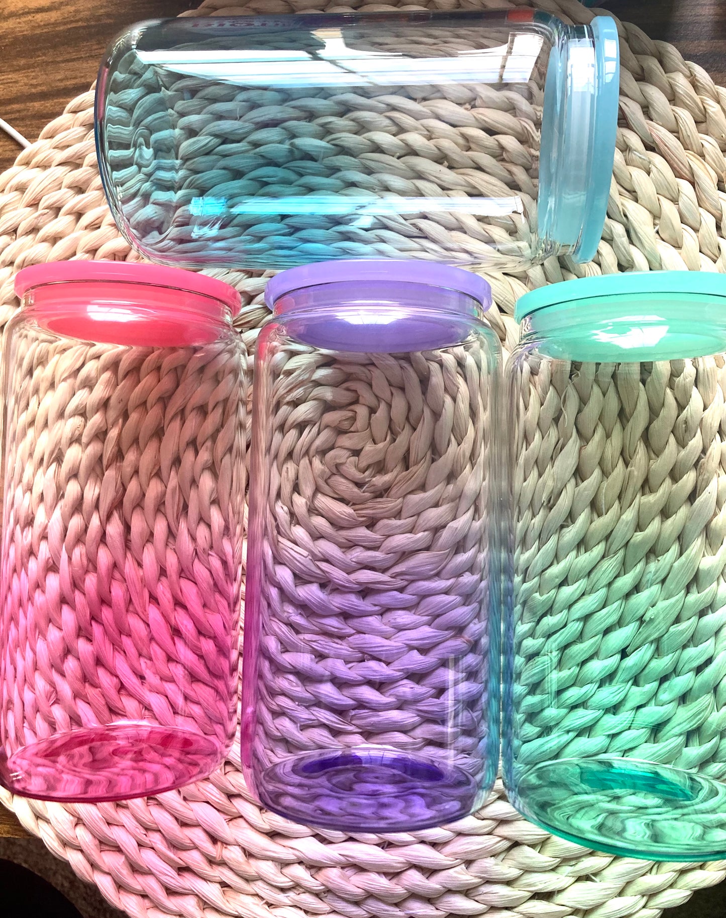 Ombre Colored Glass Cup (16oz)