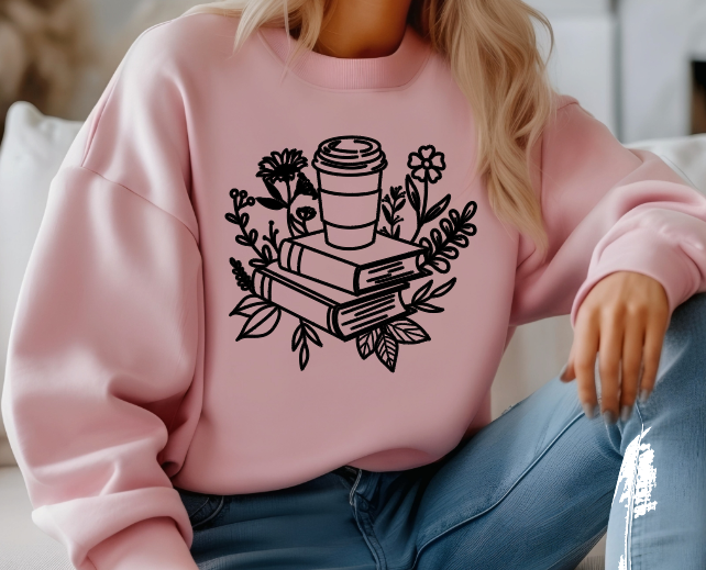 Stacked Books And Coffee Sweatshirt