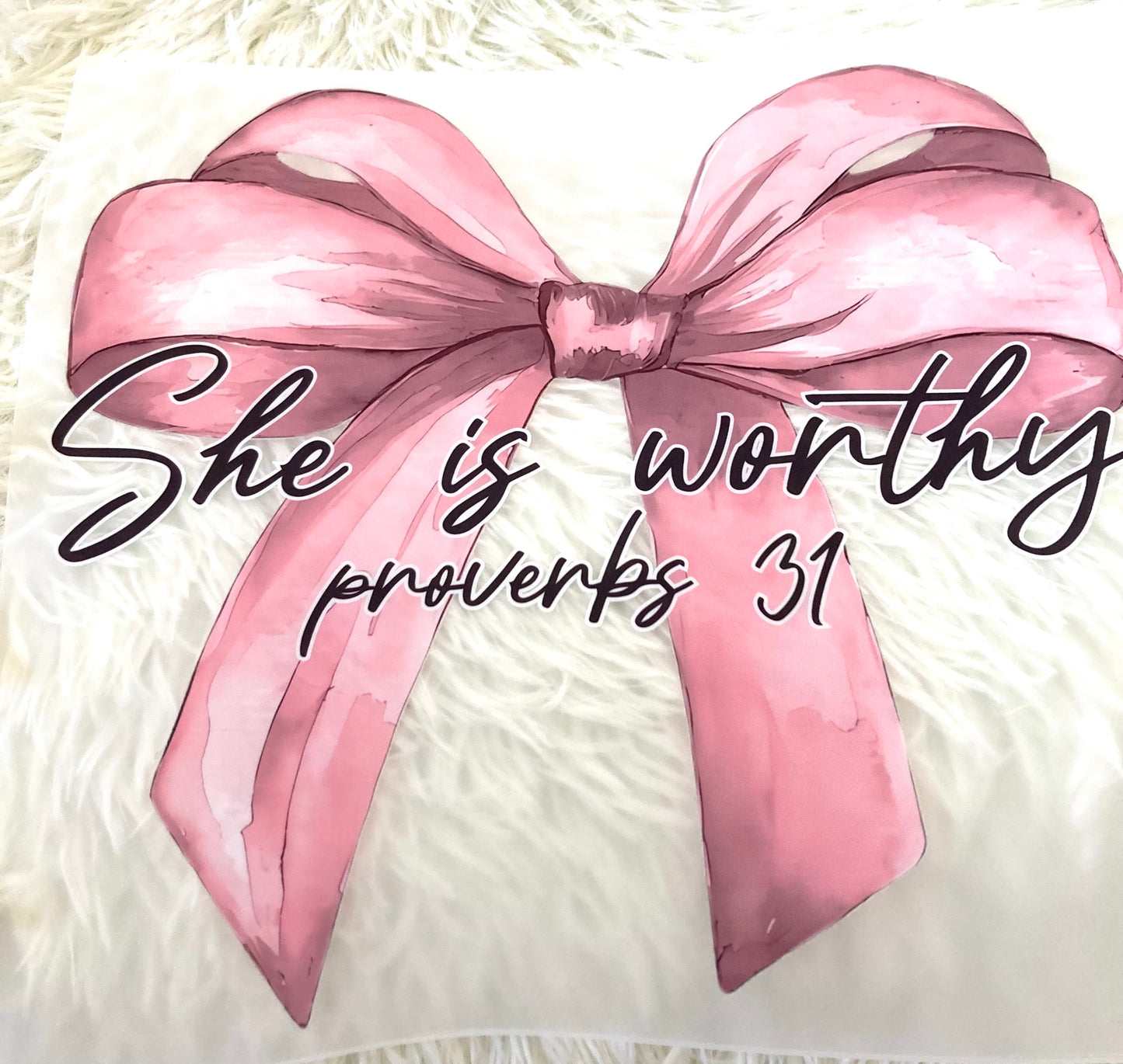 She Is Worthy Bow Tee Shirt Claim