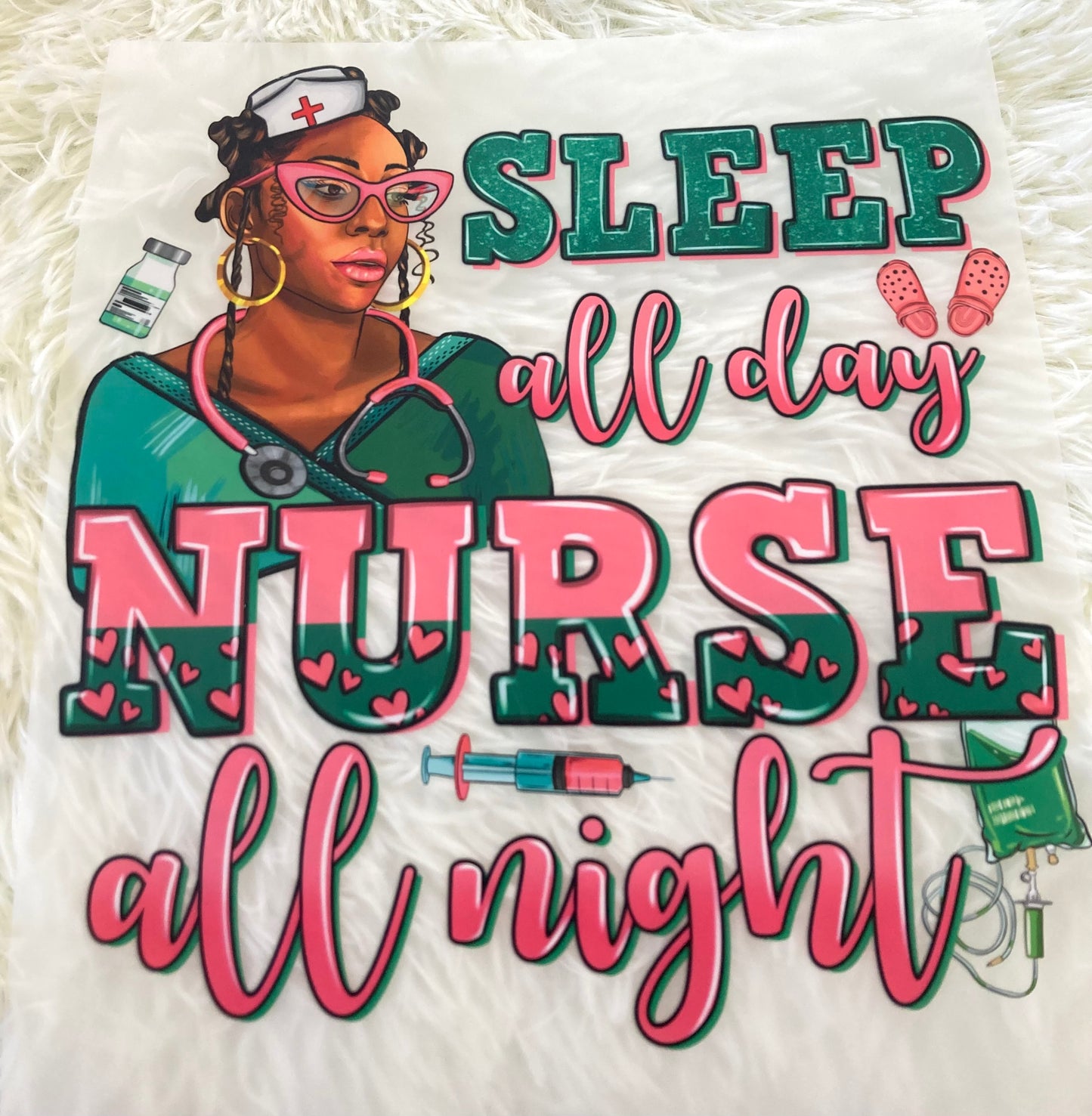 Sleep All Day Nurse All Night Tee Shirt Claim