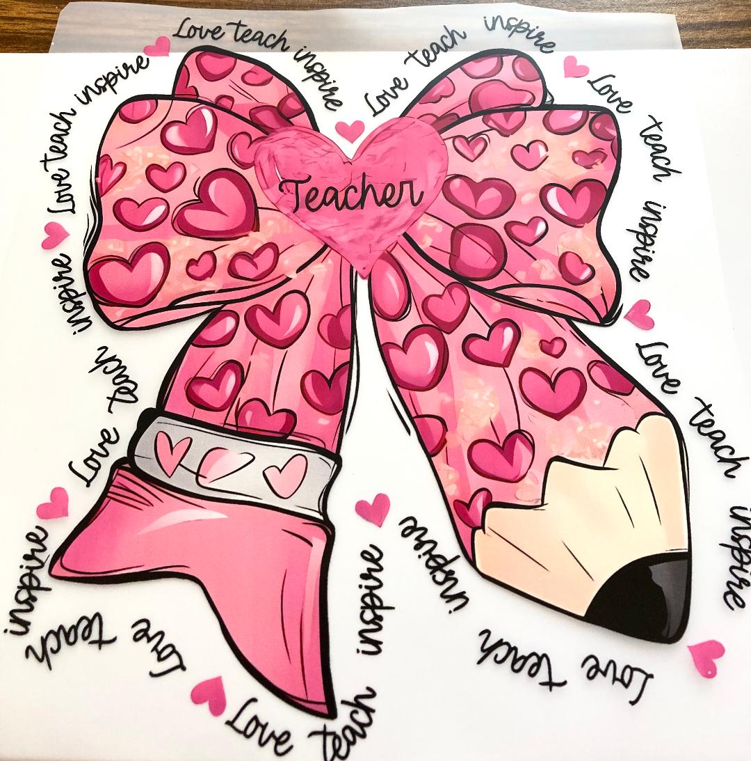 Teacher Pink Bow Tee Shirt Claim