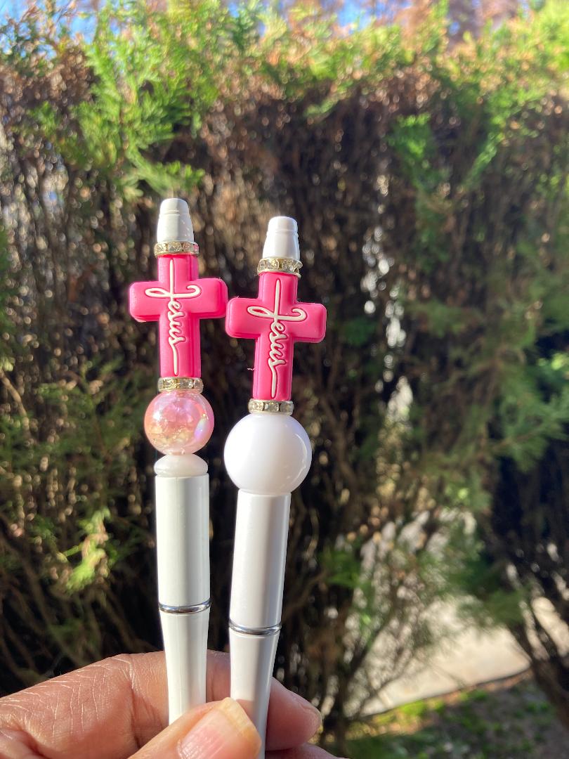Pink Jesus Beaded Pen ( Pink)