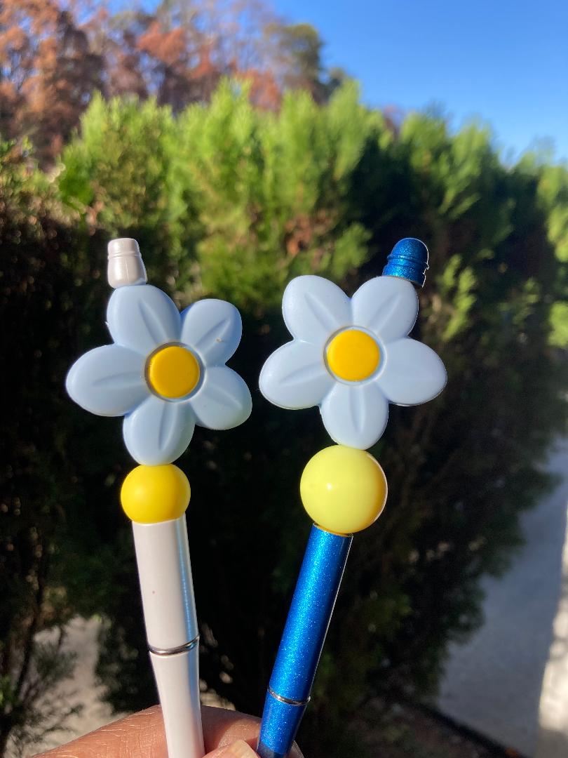 Blue Flower Beaded Pen