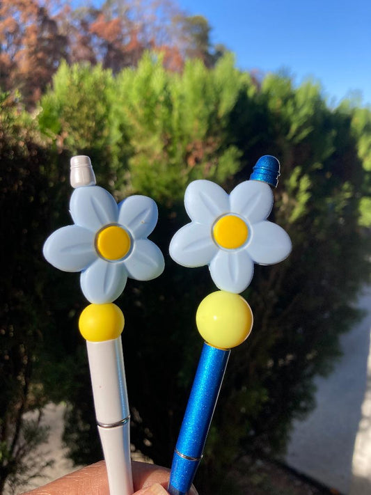 Blue Flower Beaded Pen