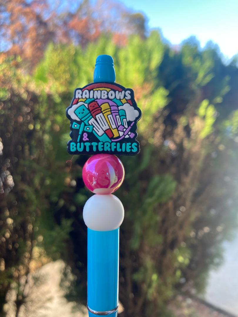Rainbow Butterfly Beaded Pen