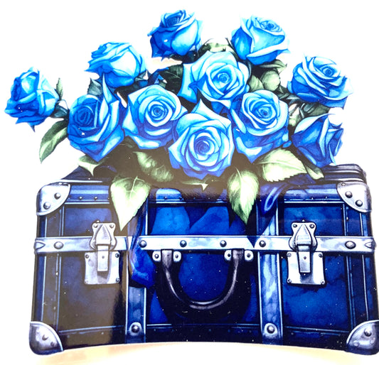 Blue Floral Luggage Cup Wrap