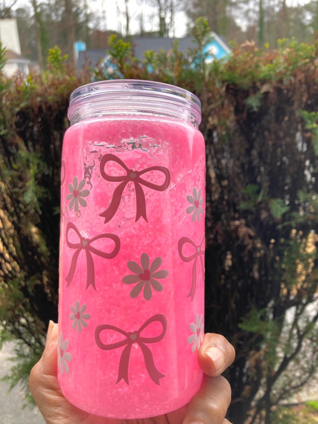 Snow Globe Pink Bows And Daisies Ready To Ship