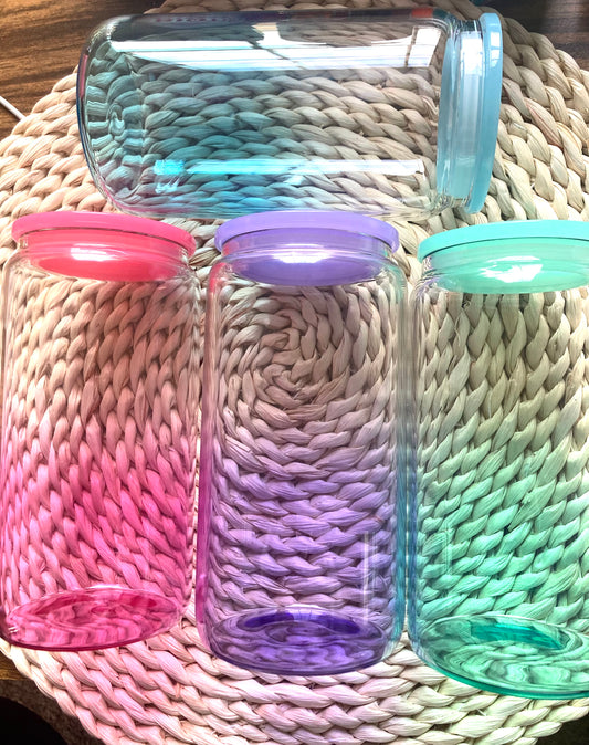Ombre Colored Glass Cup (16oz)