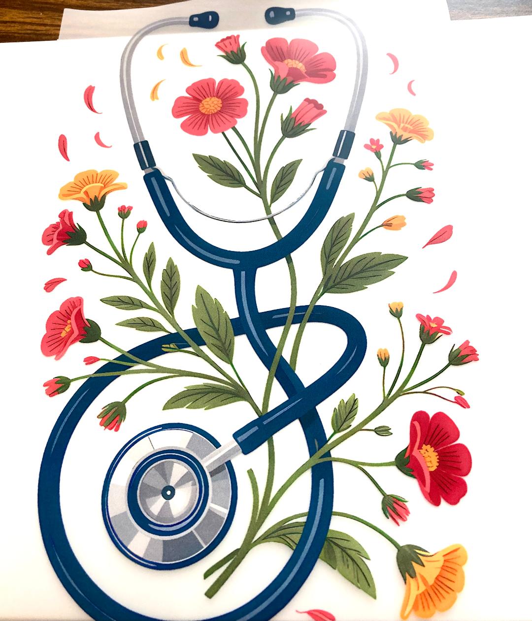Floral Stethoscope Tee Shirt Claim