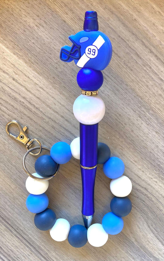 Beaded Football Wristlet And Pen Set