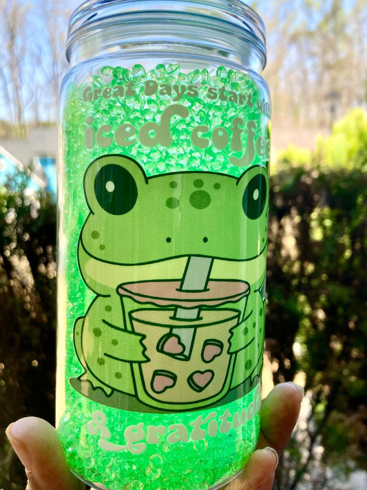 Snow Globe Green Froggy Ready To Ship