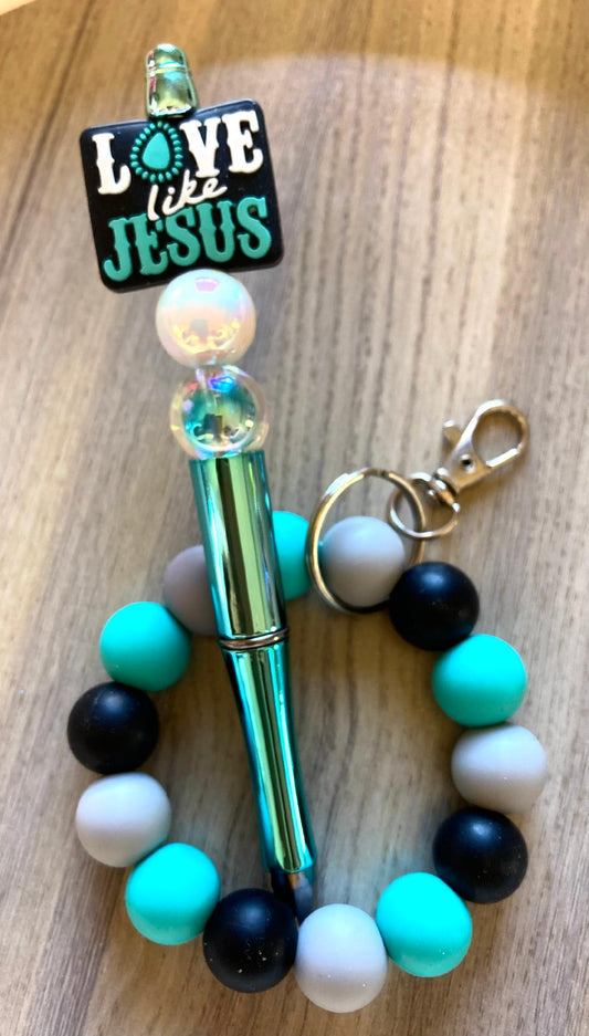 Beaded Love Like Jesus Wristlet And Pen Set
