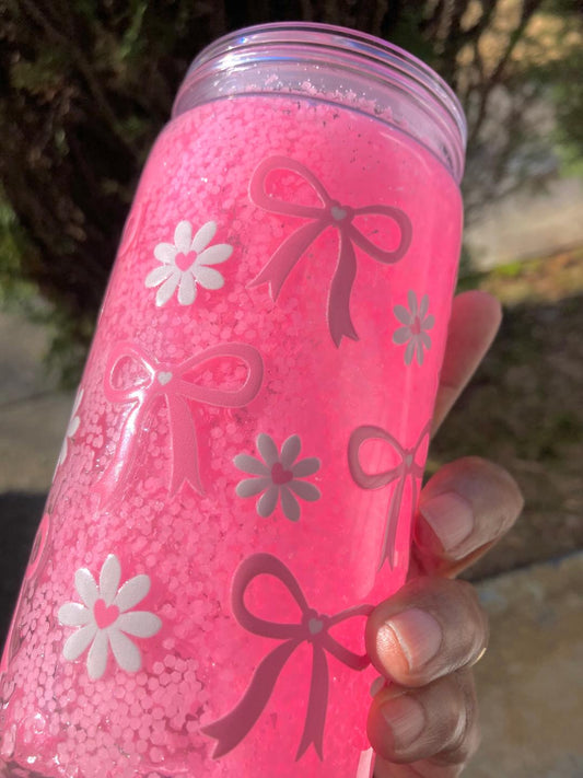 Snow Globe Tumbler Pink Bows Ready To Ship