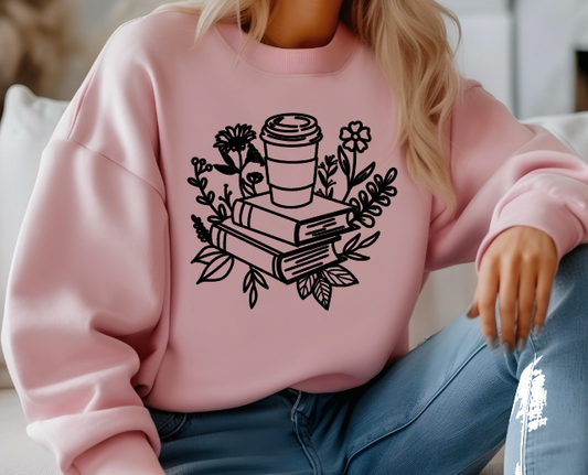 Stacked Books And Coffee Sweatshirt