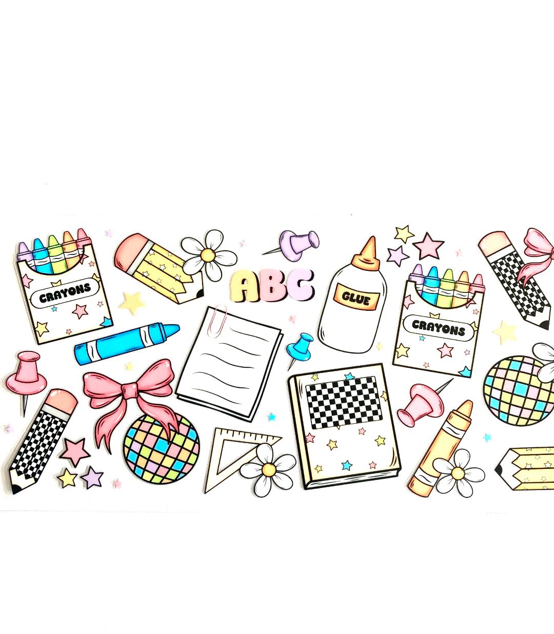 School Supplies Cup Wrap