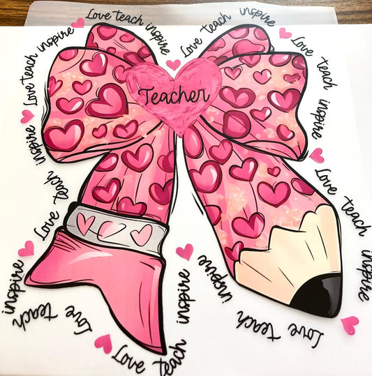 Teacher Pink Bow Tee Shirt Claim