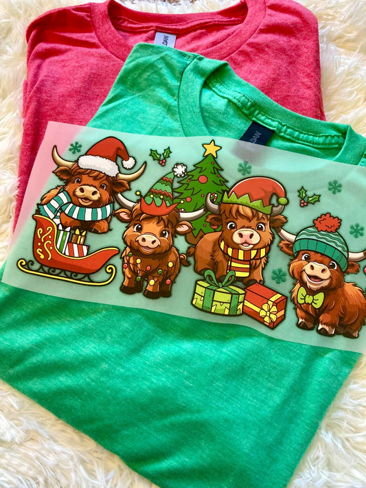 Christmas Highland Cows  Tee Shirt  Claim